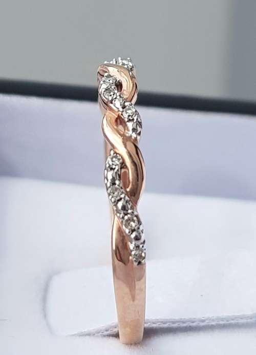 **LAST ONE | R17419** HIGH QUALITY | 0.150ct | DIAMOND PAVE TWIST BAND | ROSE GOLD - BUY SAFE