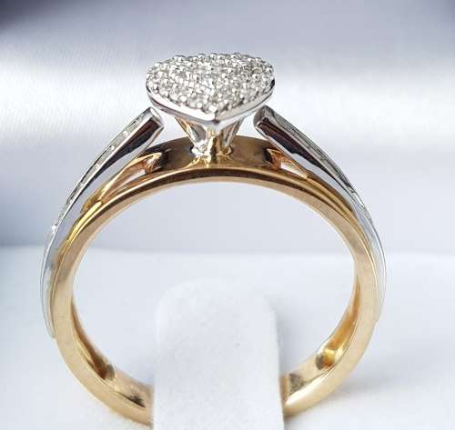 **SUPER DEAL | R30419** HEART DESIGN | 0.345ct | DIAMOND RING | YELLOW / WHITE GOLD - BUY SAFE
