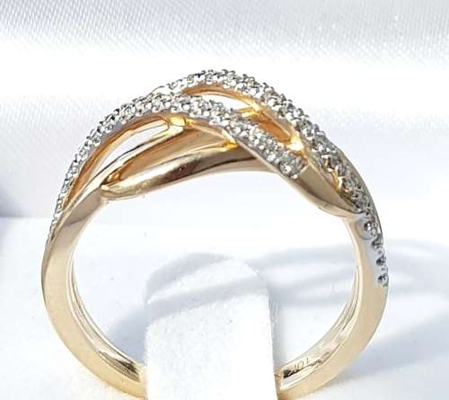 **STUNNING DESIGN | R29419** CROSSOVER DESIGN | 0.350ct | DIAMOND BAND | YELLOW GOLD - BUY SAFE