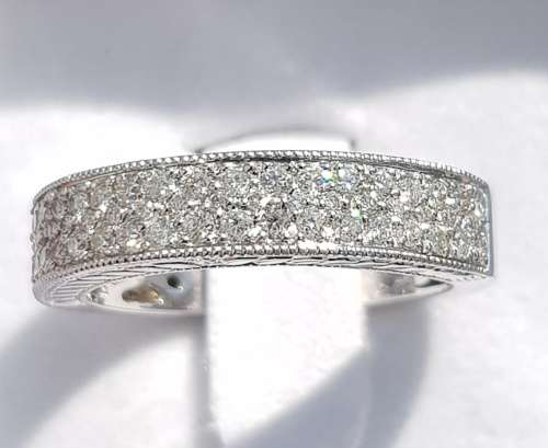 **GORGEOUS | R49419** 3 ROW CHANNEL DESIGN | 1.00ct | ROUND CUT DIAMOND BAND | WHITE GOLD - BUY SAFE