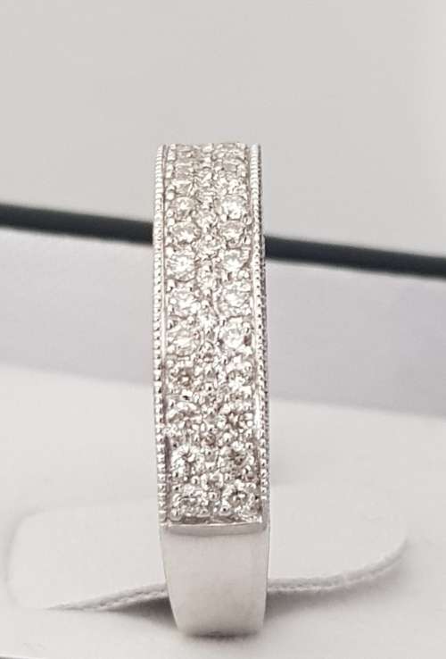 **GORGEOUS | R49419** 3 ROW CHANNEL DESIGN | 1.00ct | ROUND CUT DIAMOND BAND | WHITE GOLD - BUY SAFE