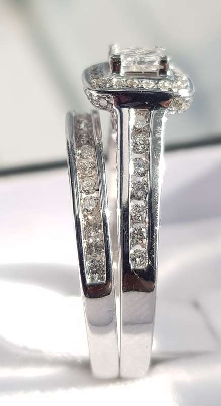**WOW EFFECT | R74853** PRINCESS CUT BRIDAL TWINSET |1.300ct| DIAMOND RING | WHITE GOLD - BUY SAFE