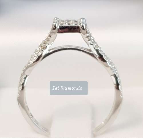 **TWIST DESIGN | R20639** DESIGNER | 0.225ct | CLUSTER ROUND CUT DIAMOND RING |WHITE GOLD - BUY SAFE