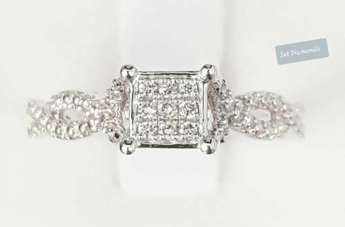 **TWIST DESIGN | R20639** DESIGNER | 0.225ct | CLUSTER ROUND CUT DIAMOND RING |WHITE GOLD - BUY SAFE