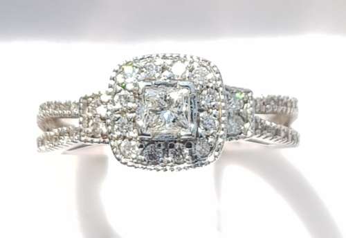 **DESIGNER PIECE | R40451** PRINCESS / ROUND CUT | 0.750ct | DIAMOND RING | WHITE GOLD - BUY SAFE