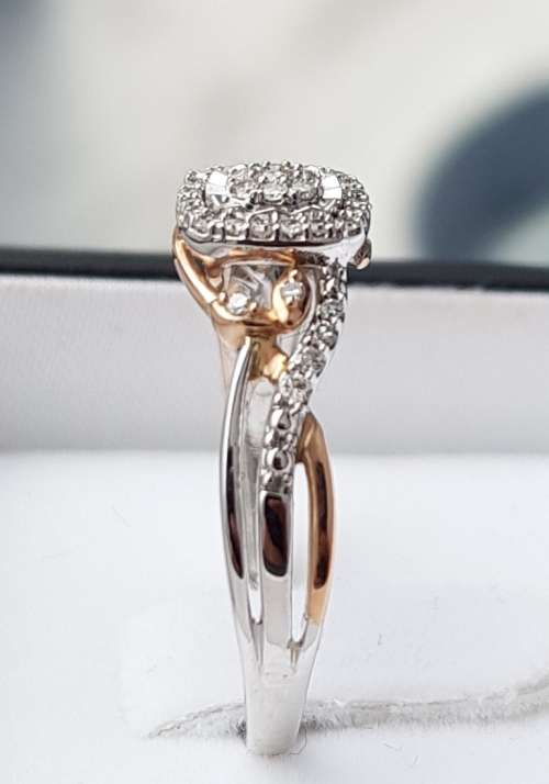 **HALO COLLECTION | R29639** DESIGNER | 0.350ct | DIAMOND RING | ROSE / WHITE GOLD - BUY SAFE