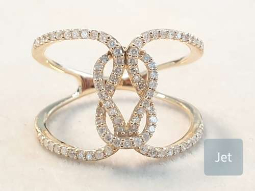 **STUNNING DESIGN | R33419** CROSSOVER LOOK | 0.430ct | DIAMOND RING | YELLOW GOLD - BUY SAFE