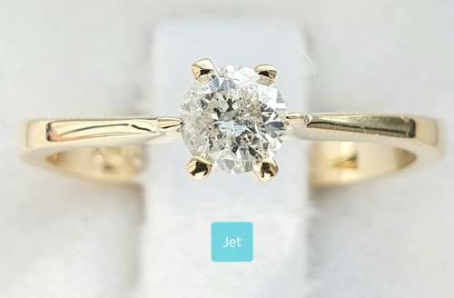 **BARGAIN BUY** FIERY ROUND CUT | 0.300ct | DIAMOND SOLITAIRE RING | YELLOW GOLD - BUY SAFE