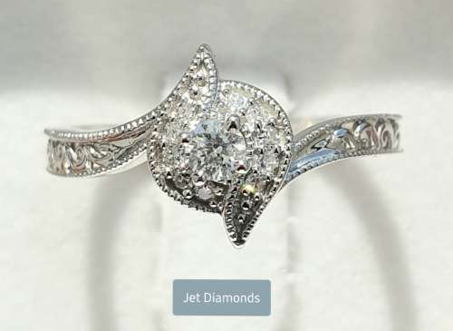 **DESIGNER PIECE | R21412** SWIRL SHAPED | 0.225ct | ROUND CUT DIAMOND RING | WHITE GOLD - BUY SAFE