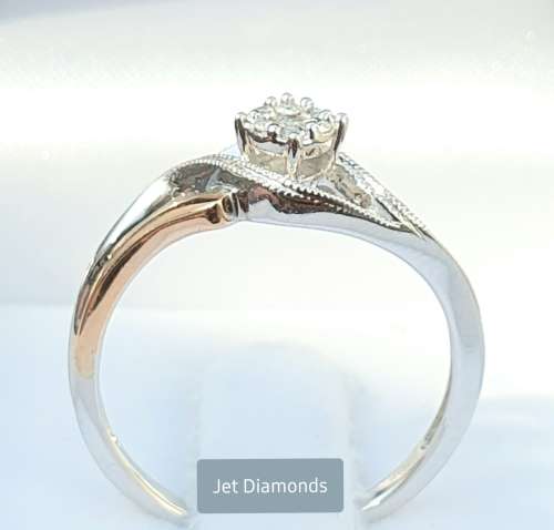 **SUPERB TWO TONE | R22639** SWIRL DESIGN | 0.250ct | DIAMOND RING | WHITE / ROSE GOLD - BUY SAFE