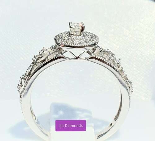 **DESIGNER | R26639** FILIGREE LEAF PATTERN | 0.265ct | DIAMOND RING | WHITE GOLD - BUY SAFE
