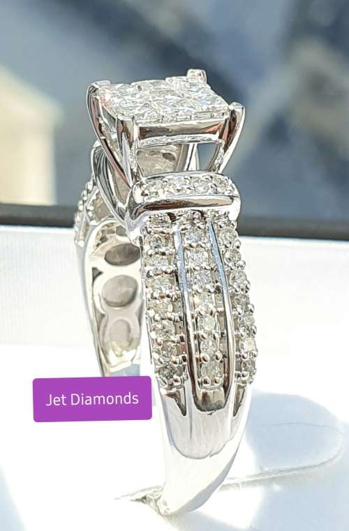**HUGE DEAL | R71574** INVISIBLE ROUND | PRINCESS CUT |1.350ct| DIAMOND RING | WHITE GOLD - BUY SAFE