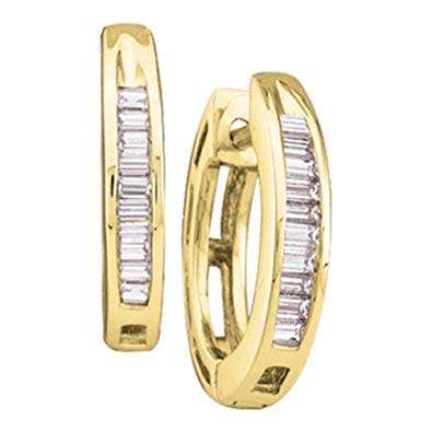 **DIAMOND HOOPS | R21893** BAGUETTE CUT | 0.300ct | DIAMOND EARRINGS | YELLOW GOLD -  BUY SAFE