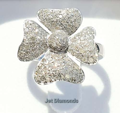 **DESIGNER FLOWER | R41632]** ROUND CUTS | 0.850ct | DIAMOND RING | WHITE GOLD - BUY SAFE