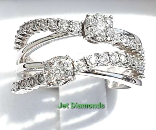**DESIGNER PIECE | R40451** TWIN DESIGN | ROUND CUT | 0.750ct | DIAMOND RING | WHITE GOLD - BUY SAFE
