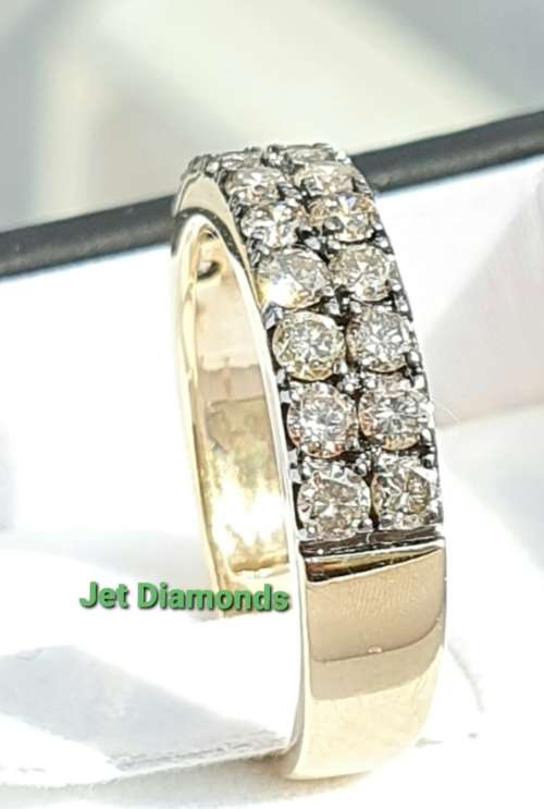 **EXCLUSIVE DESIGN | R41463** TWO ROW DESIGN | 1.200ct | DIAMOND BAND | YELLOW GOLD - BUY SAFE