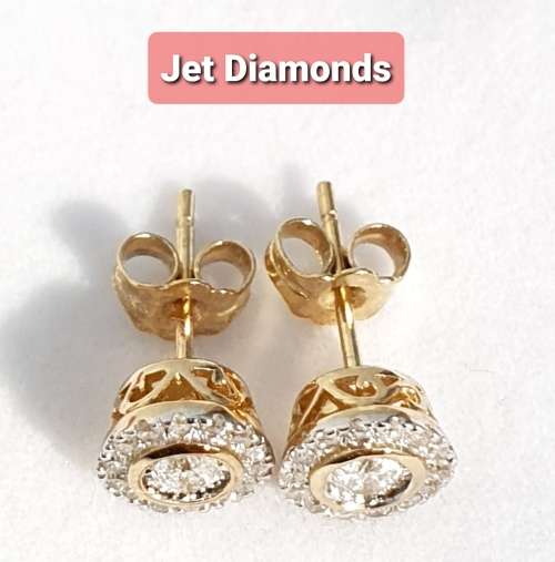 **DIAMOND STUDS | R25749** ROUND CUTS | 0.453ct | DIAMOND EARRINGS | YELLOW GOLD -  BUY SAFE