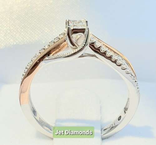 **SUPERB TWO TONE | R26541** SWIRL DESIGN | 0.250ct | DIAMOND RING | WHITE / ROSE GOLD - BUY SAFE