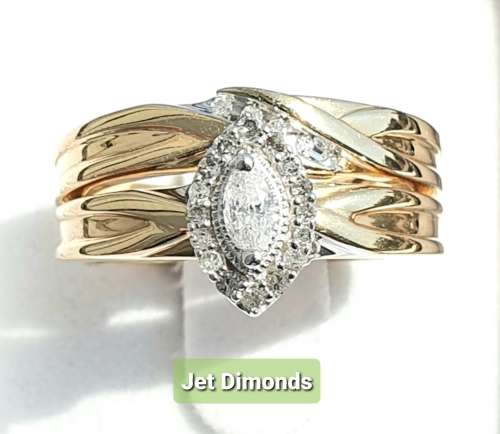 **SUPER SPECIAL | R36874** MARQUISE BRIDAL TWINSET | 0.450ct | DIAMOND RINGS | YELLOW GOLD -BUY SAFE