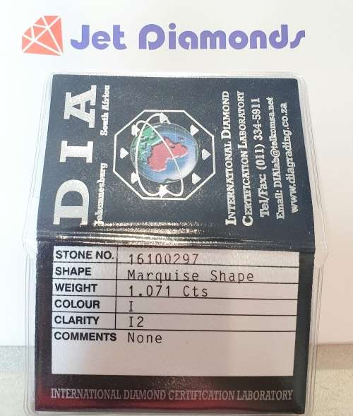 **CERTIFIED** MASSIVE | 1.071ct | MARQUISE CUT | COLOUR I | DIAMOND | SOUTH AFRICA - BUY SAFE