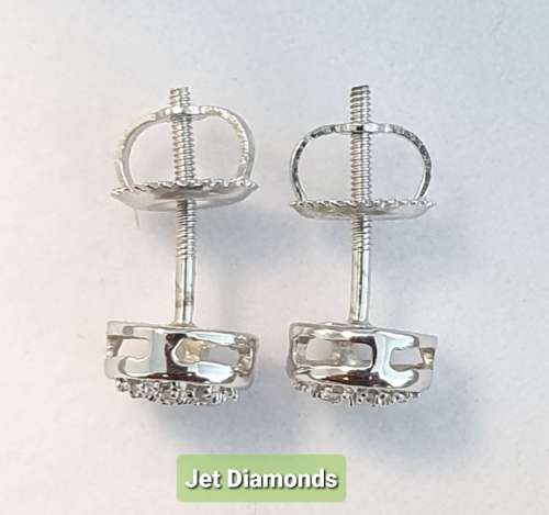 **DIAMOND EARRINGS | R16341** MICRO PAVE SET | 0.150ct | CLUSTER DESIGN | WHITE GOLD - BUY SAFE