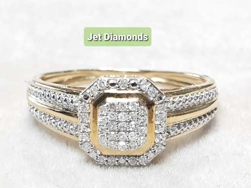 **SPLIT SHANK | R26639** DESIGNER | 0.300ct | CLUSTER DIAMOND RING | YELLOW GOLD - BUY SAFE