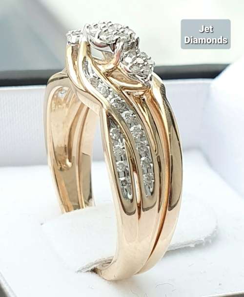 **TRILOGY DESIGN | R31852** BRIDAL TWINSET | 0.320ct | DIAMOND RINGS | YELLOW GOLD - BUY SAFE