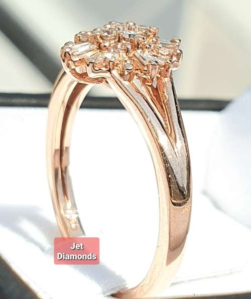 **SUPERB DESIGN | R29639** ROUND / BAGUETTE CUT | 0.400ct | DIAMOND RING | ROSE GOLD - BUY SAFE