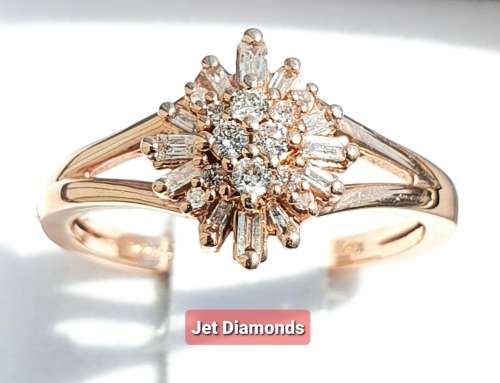 **SUPERB DESIGN | R29639** ROUND / BAGUETTE CUT | 0.400ct | DIAMOND RING | ROSE GOLD - BUY SAFE