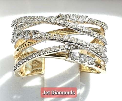 **STUNNING DESIGN | R37419** CROSSOVER LOOK | 0.800ct | DIAMOND RING | YELLOW GOLD - BUY SAFE
