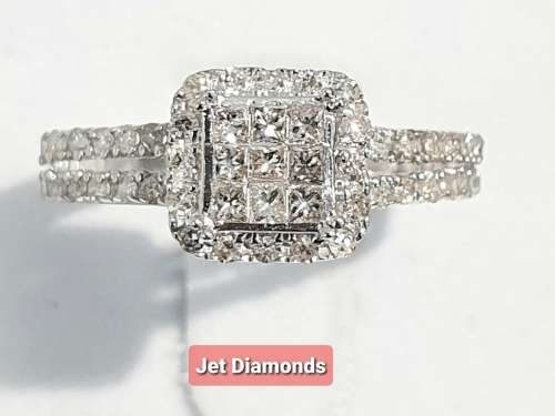 **PRINCESS DESIGNER | R41152** DIAMOND RING | 0.750ct | INVISIBLE SETTING | WHITE GOLD - BUY SAFE