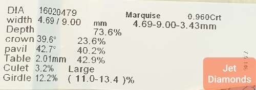 **CERTIFIED** MASSIVE | 0.960ct | MARQUISE CUT | COLOUR G | DIAMOND | SOUTH AFRICA - BUY SAFE