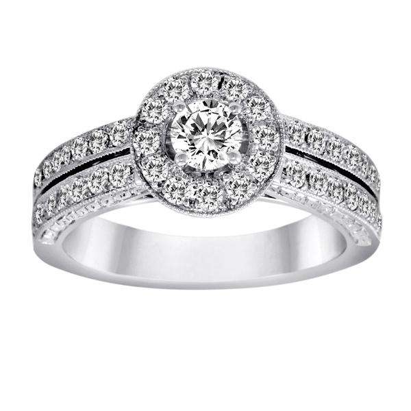 **SPARKLY [R53675]** HALO DESIGN [1.020ct] DIAMOND RING [5.407g] SOLID WHITE GOLD - BUY SAFE