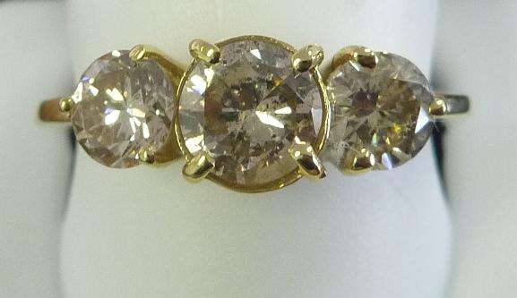 **STUNNING [R48635]** TRILOGY DESIGN [1.10ct] DIAMOND RING [2.413g] SOLID YELLOW GOLD - BUY SAFE