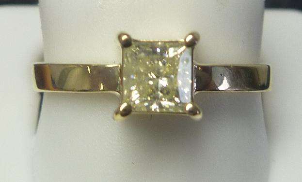 **SOLITAIRE [R29819]** PRINCESS CUT DIAMOND [0.580ct] RING [2.038g] YELLOW GOLD - BUY SAFE