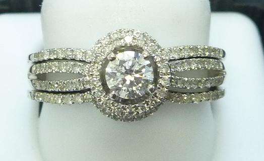 **BRIDAL SET [R45463]** DIAMOND RING [1.050ct] WITH 2 BANDS [5.907g] SOLID WHITE GOLD - BUY SAFE