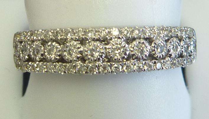 **CONTEMPORARY [R28862]** [G / SI2] QUALITY [0.700ct] DIAMOND BAND [4.238g] WHITE GOLD - BUY SAFE
