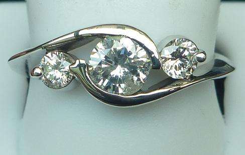 **3 DIAMOND [R26852]** MODERN SYLE [0.605ct] NATURAL [G / SI3] DIAMONDS [WHITE GOLD] - BUY SAFE
