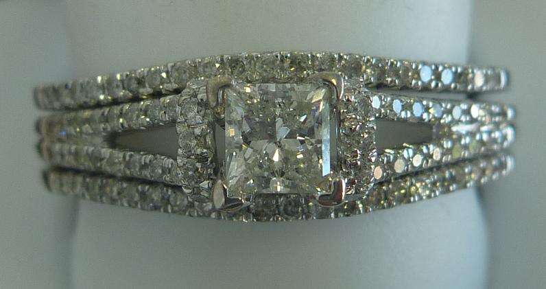 **BRIDAL SET [R45463]** DIAMOND RING [1.010ct] WITH 2 BANDS [5.813g] SOLID WHITE GOLD - BUY SAFE