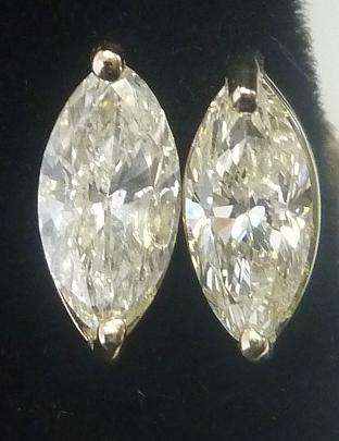 **SUPER SPECIAL [R32258]** MARQUISE CUT DIAMOND [1.100ct] EARRINGS YELLOW GOLD -  BUY SAFE