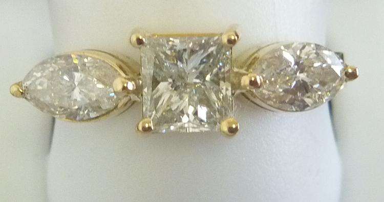 **WOW [R82521]** TRILOGY PRINCESS / MARQUISE DIAMOND RING [1.520ct] 18KT YELLOW GOLD - BUY SAFE