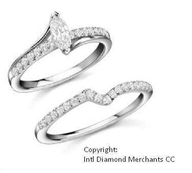 **BRIDAL TWINSET [R38189]** MARQUISE CUT [1.010ct] DIAMOND RINGS [5.449g] WHITE GOLD - BUY SAFE