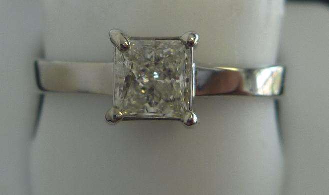 **SOLITAIRE [R21819]** PRINCESS CUT DIAMOND [0.490ct] RING [2.461g] WHITE GOLD - BUY SAFE