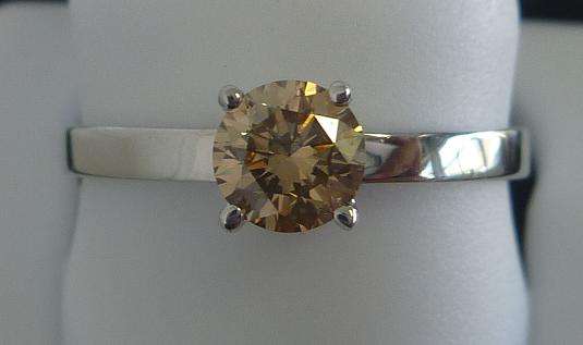**RARE [R28760]** FANCY ORANGE BROWN ROUND CUT [0.500ct] DIAMOND RING [WHITE GOLD] - BUY SAFE