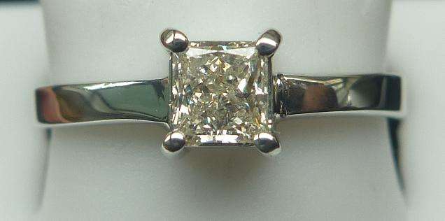 **SOLITAIRE [R21819]** PRINCESS CUT DIAMOND [0.425ct] RING [1.814g] WHITE GOLD - BUY SAFE