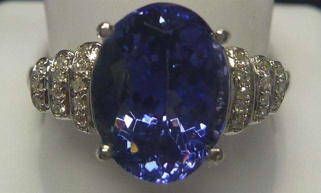 **AMAZING [R48523]** [3.710CTS] DIAMOND / TANZANITE RING WHITE GOLD - BUY SAFE