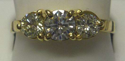 **TRILOGY DESIGN [R37209]** 3 ROUND CUT [1.250ct] DIAMOND RING [YELLOW GOLD] - BUY SAFE