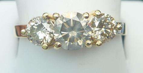 **TRILOGY DESIGN [R36681]** 3 ROUND CUT [0.950ct] DIAMOND RING [YELLOW GOLD] - BUY SAFE