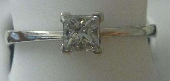**WOW COLOUR H/SI2 [R18687]** SPARKLING PRINCESS CUT DIAMOND [0.325ct] RING [WHITE GOLD] - BUY SAFE