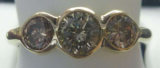 **TRILOGY DESIGN [R36809]** 3 ROUND CUT [0.950ct] DIAMOND RING [YELLOW GOLD] - BUY SAFE